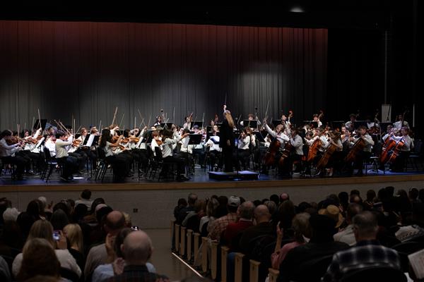 Students performing at the 2023-2024 All County Orchestra Concert